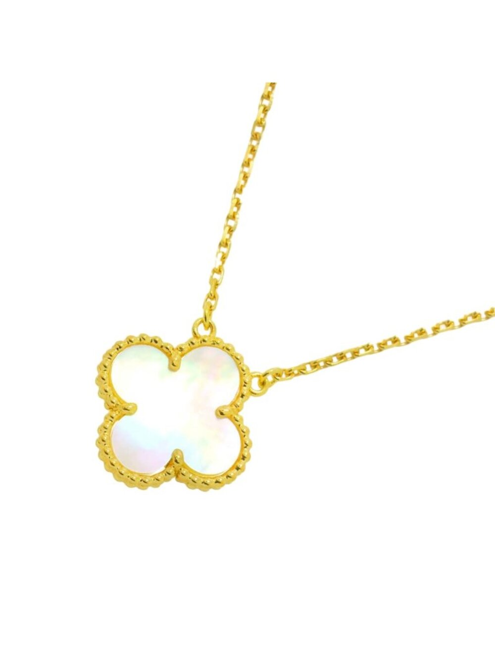 Van Cleef & Arpels Vintage Alhambra Shell Necklace 42 18k Yellow Gold